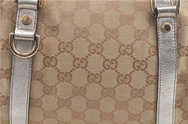 Authentic GUCCI Abbey Shoulder Hand Boston Bag GG Canvas Leather Beige J6416