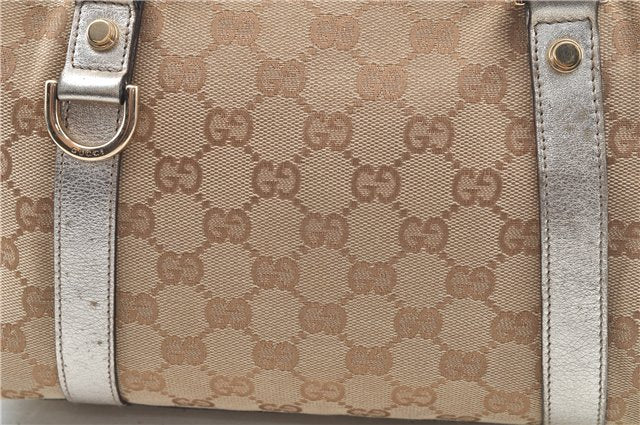 Authentic GUCCI Abbey Shoulder Hand Boston Bag GG Canvas Leather Beige J6416