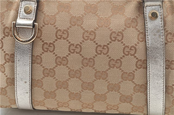Authentic GUCCI Abbey Shoulder Hand Boston Bag GG Canvas Leather Beige J6416
