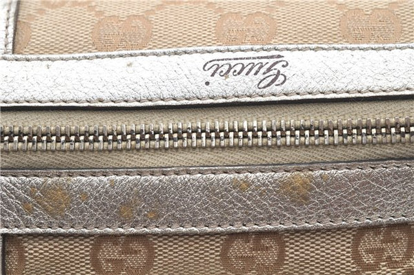 Authentic GUCCI Abbey Shoulder Hand Boston Bag GG Canvas Leather Beige J6416