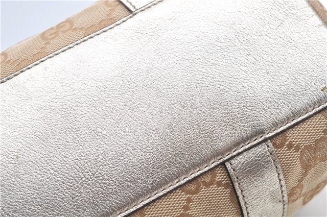 Authentic GUCCI Abbey Shoulder Hand Boston Bag GG Canvas Leather Beige J6416