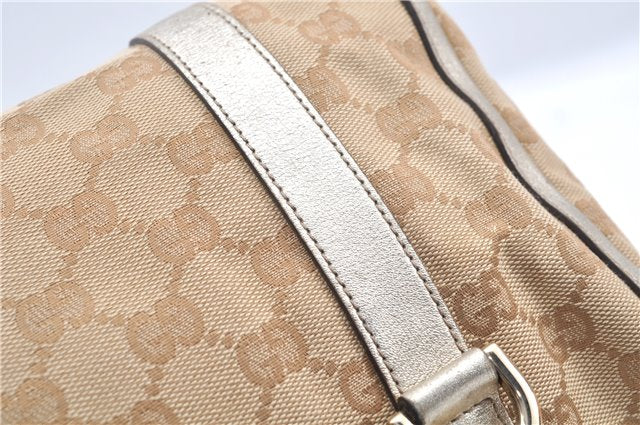 Authentic GUCCI Abbey Shoulder Hand Boston Bag GG Canvas Leather Beige J6416