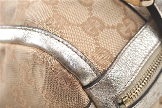Authentic GUCCI Abbey Shoulder Hand Boston Bag GG Canvas Leather Beige J6416