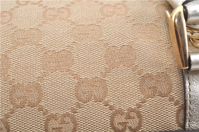 Authentic GUCCI Abbey Shoulder Hand Boston Bag GG Canvas Leather Beige J6416
