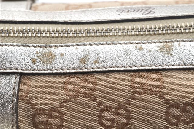 Authentic GUCCI Abbey Shoulder Hand Boston Bag GG Canvas Leather Beige J6416