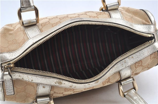 Authentic GUCCI Abbey Shoulder Hand Boston Bag GG Canvas Leather Beige J6416