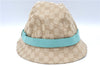 Auth GUCCI Bucket Hat GG Canvas Leather Size L 030367 Beige Light Blue J6427