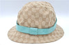 Auth GUCCI Bucket Hat GG Canvas Leather Size L 030367 Beige Light Blue J6427