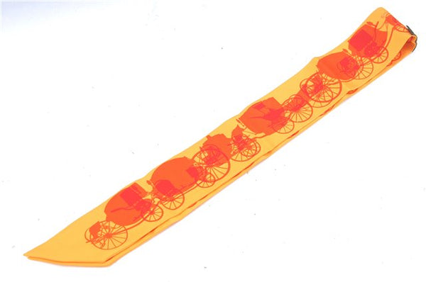 Authentic HERMES Twilly Scarf Carriage Motif Silk Orange J6433