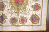 Authentic HERMES Carre 90 Scarf "FLVCTVAT NEC MERGITVR" Silk Yellow Box J6457