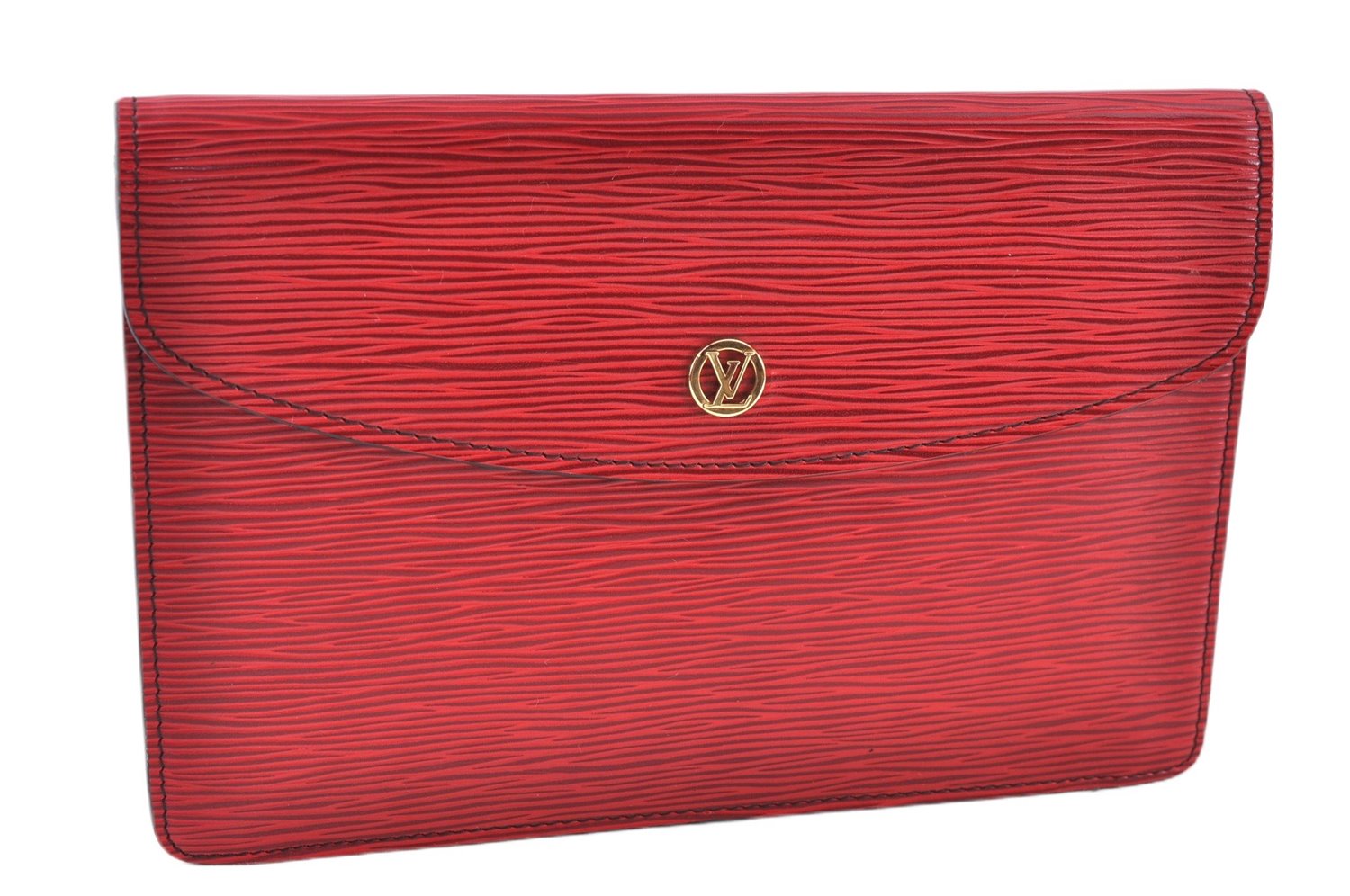 Authentic Louis Vuitton Epi Montaigne 23 Clutch Hand Bag Red M52667 LV J6515