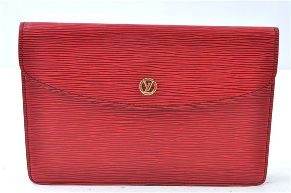 Authentic Louis Vuitton Epi Montaigne 23 Clutch Hand Bag Red M52667 LV J6515