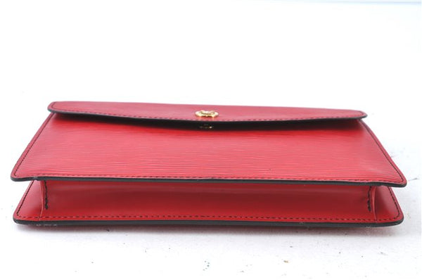 Authentic Louis Vuitton Epi Montaigne 23 Clutch Hand Bag Red M52667 LV J6515
