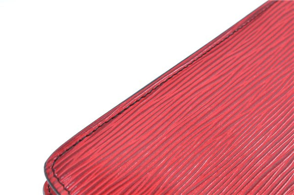 Authentic Louis Vuitton Epi Montaigne 23 Clutch Hand Bag Red M52667 LV J6515