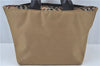 Authentic BURBERRY BLUE LABEL Check Hand Bag Nylon Leather Beige Brown J6574