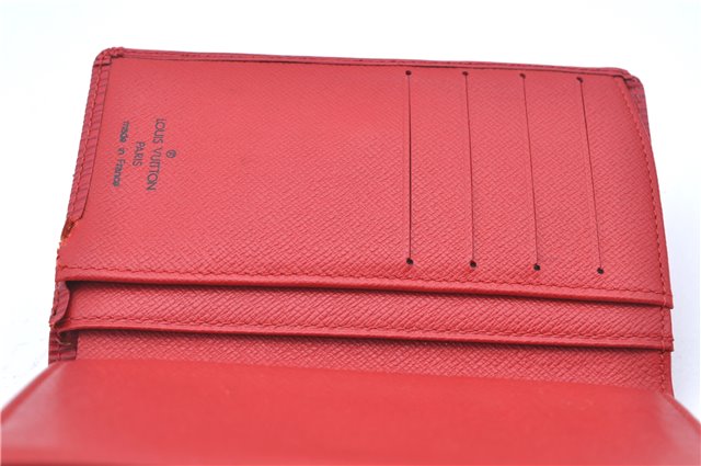 Authentic Louis Vuitton Epi Portefeuille Viennois Wallet Red M63247 LV J6587