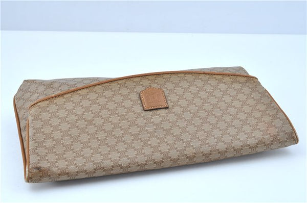 Authentic CELINE Macadam Blason Pattern Clutch Bag Purse PVC Leather Beige J6654