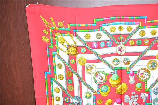 Authentic HERMES Carre 90 Scarf "Petite main" Silk Red J6674