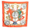 Authentic HERMES Carre 90 Scarf "NAPOLEON" Silk Orange Gold White J6675