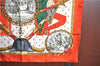 Authentic HERMES Carre 90 Scarf "NAPOLEON" Silk Orange Gold White J6675