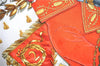 Authentic HERMES Carre 90 Scarf "NAPOLEON" Silk Orange Gold White J6675