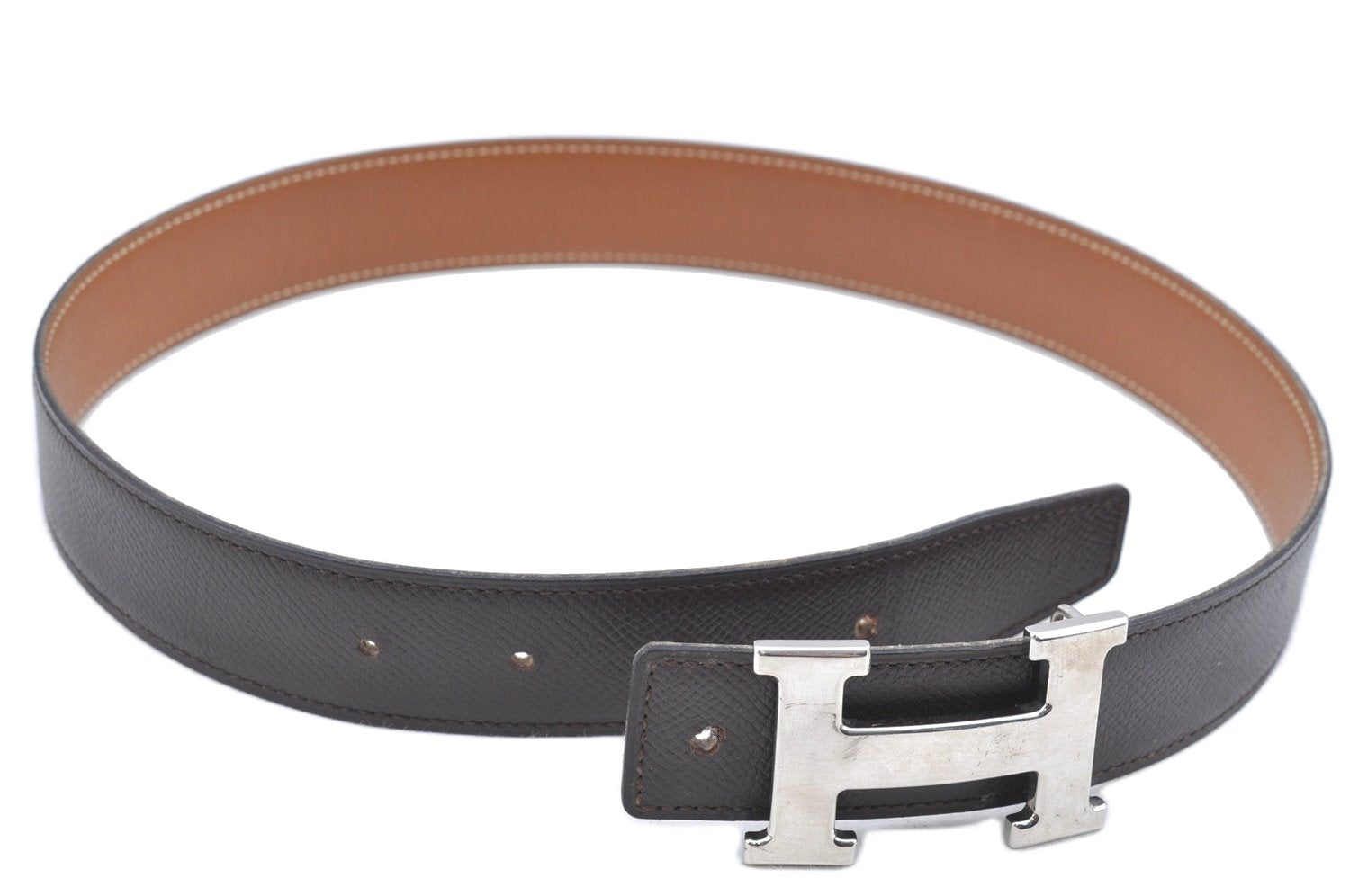 Authentic HERMES Constance Leather Belt Size 65cm 25.6-29.1