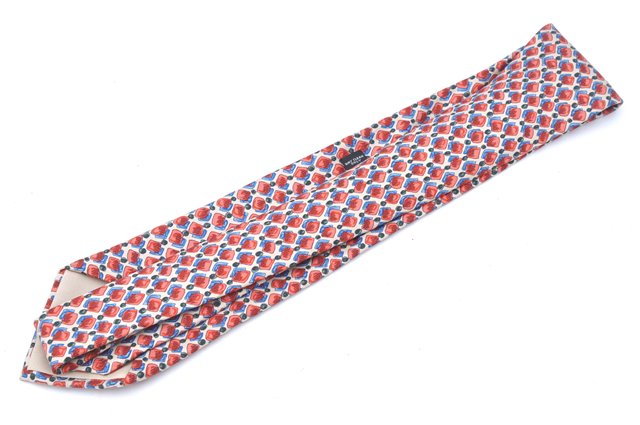 Authentic HERMES Tie Necktie Dots Pattern Silk Multicolor Red Ivory Box J6755