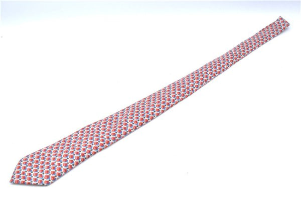 Authentic HERMES Tie Necktie Dots Pattern Silk Multicolor Red Ivory Box J6755