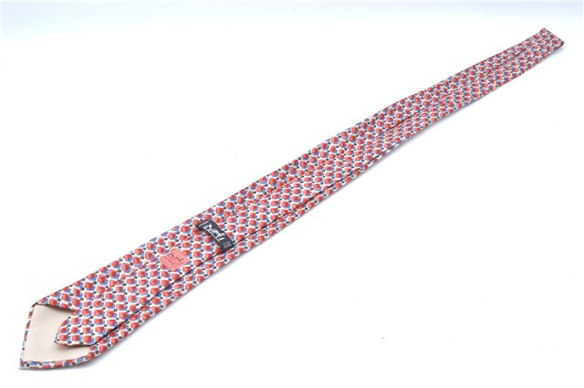 Authentic HERMES Tie Necktie Dots Pattern Silk Multicolor Red Ivory Box J6755