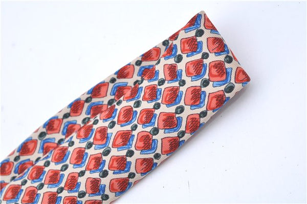 Authentic HERMES Tie Necktie Dots Pattern Silk Multicolor Red Ivory Box J6755