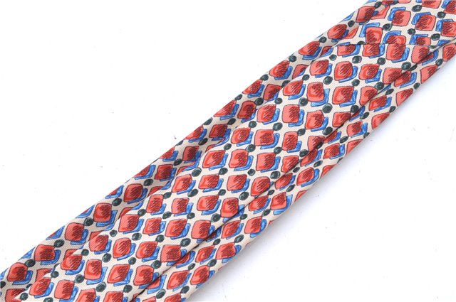 Authentic HERMES Tie Necktie Dots Pattern Silk Multicolor Red Ivory Box J6755