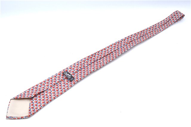 Authentic HERMES Tie Necktie Dots Pattern Silk Multicolor Red Ivory Box J6755