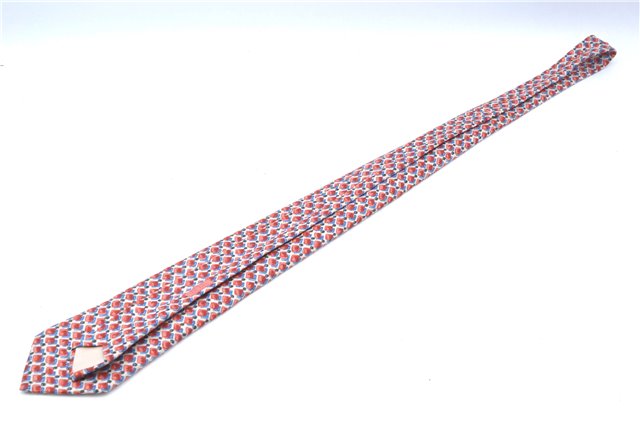 Authentic HERMES Tie Necktie Dots Pattern Silk Multicolor Red Ivory Box J6755