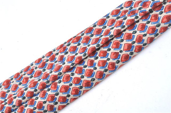 Authentic HERMES Tie Necktie Dots Pattern Silk Multicolor Red Ivory Box J6755