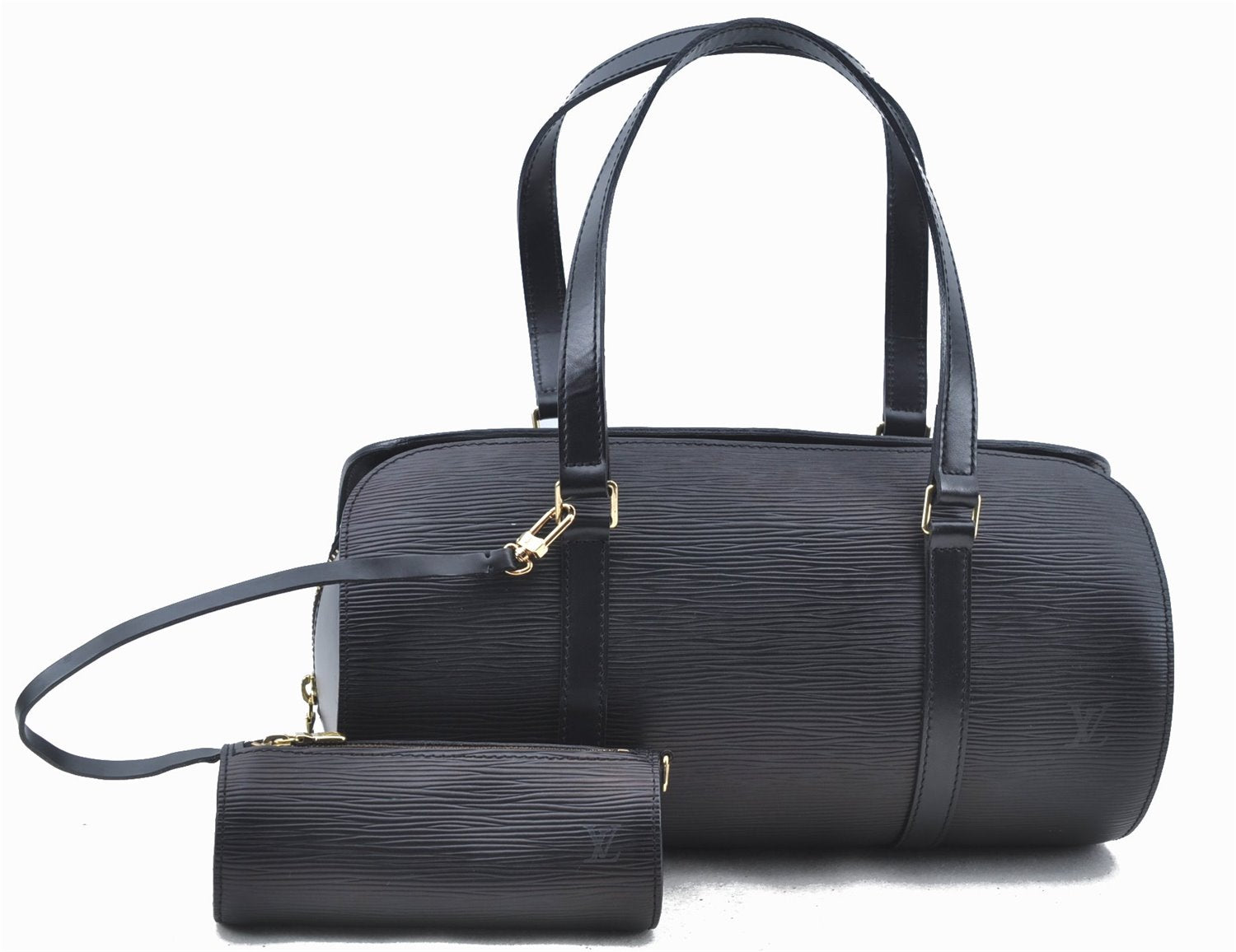 Authentic Louis Vuitton Epi Soufflot Black Hand Bag M52222 LV J6801