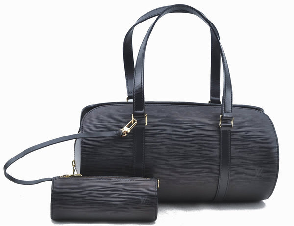 Authentic Louis Vuitton Epi Soufflot Black Hand Bag M52222 LV J6801