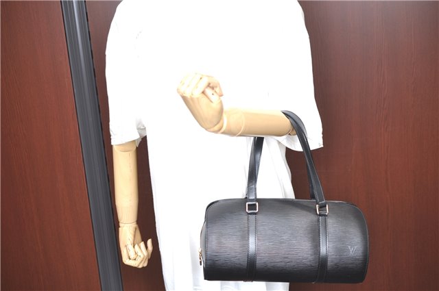 Authentic Louis Vuitton Epi Soufflot Black Hand Bag M52222 LV J6801