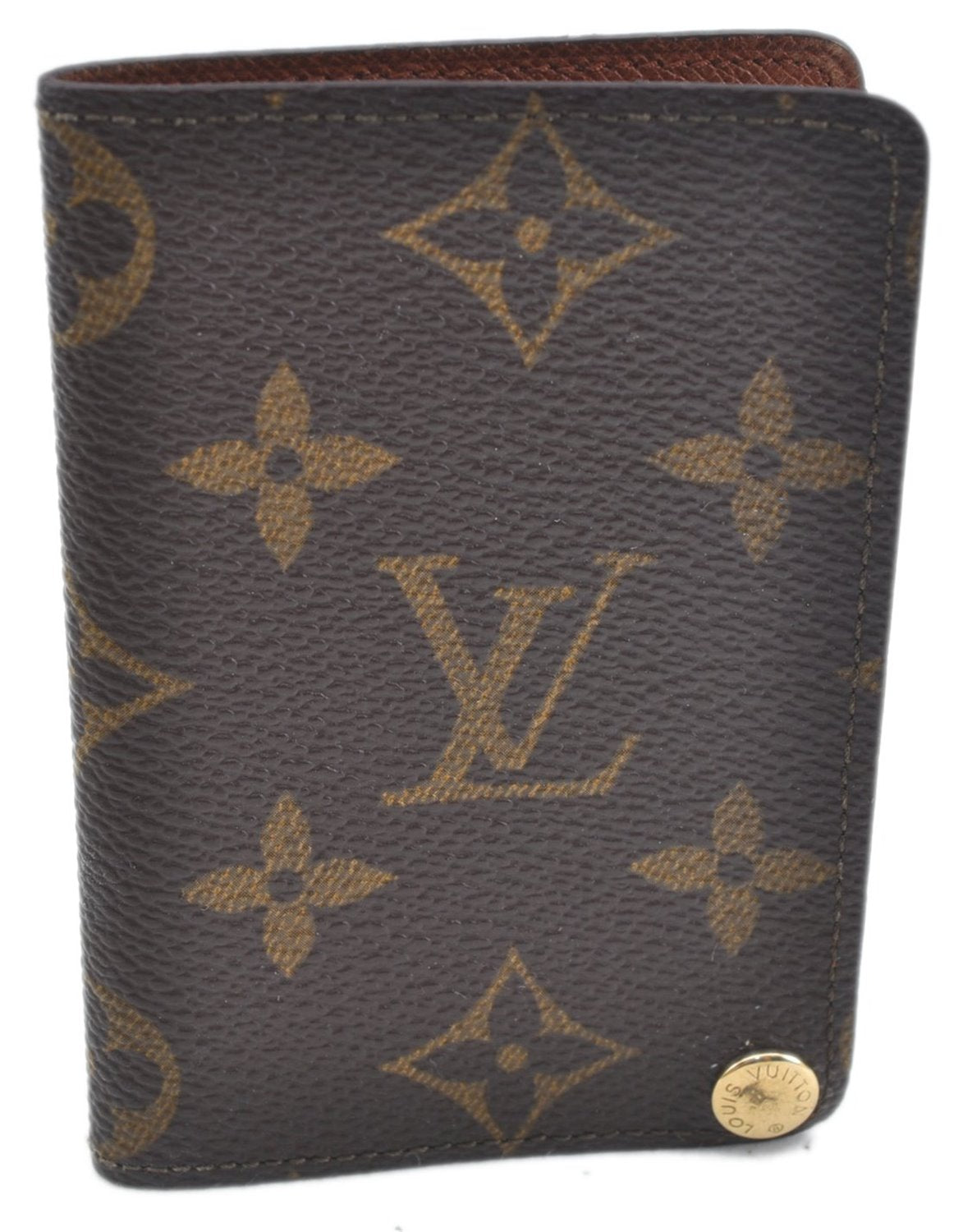 Auth Louis Vuitton Monogram Porte Cartes Credit Pression M60937 Card Case J6810