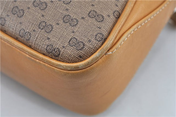 Authentic GUCCI Micro GG PVC Leather Shoulder Cross Body Bag Purse Brown J6835