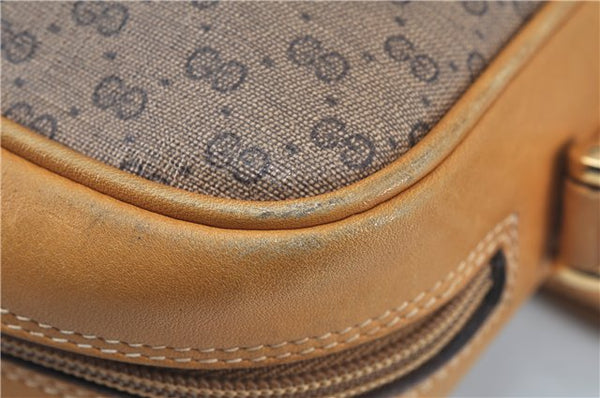 Authentic GUCCI Micro GG PVC Leather Shoulder Cross Body Bag Purse Brown J6835