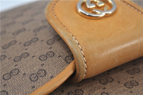 Authentic GUCCI Micro GG PVC Leather Shoulder Cross Body Bag Purse Brown J6835