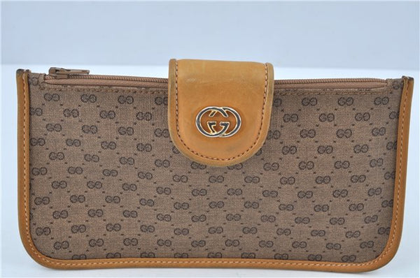 Authentic GUCCI Micro GG PVC Leather Shoulder Cross Body Bag Purse Brown J6835