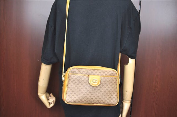 Authentic GUCCI Micro GG PVC Leather Shoulder Cross Body Bag Purse Brown J6835