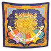 Authentic HERMES Carre 90 Scarf "CARPE DIEM" Silk Red Navy Gold J6862