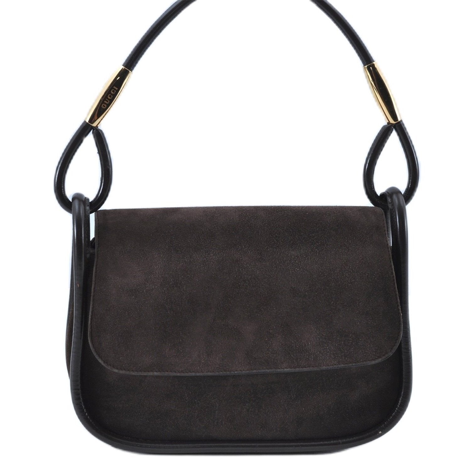 Authentic GUCCI Shoulder Hand Bag Purse Suede Leather Brown Junk J6873