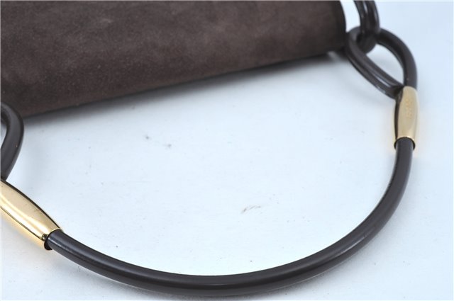 Authentic GUCCI Shoulder Hand Bag Purse Suede Leather Brown Junk J6873