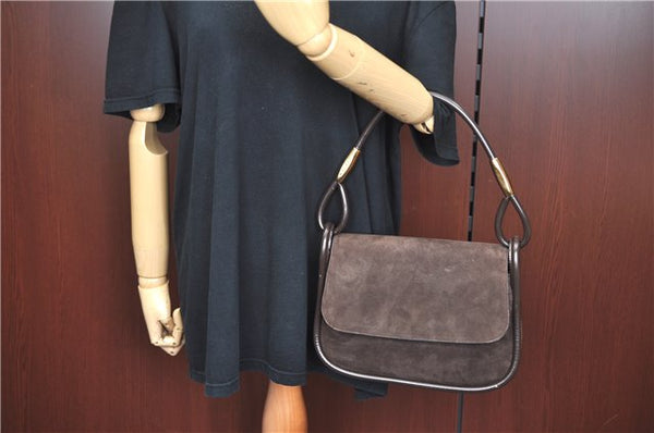 Authentic GUCCI Shoulder Hand Bag Purse Suede Leather Brown Junk J6873