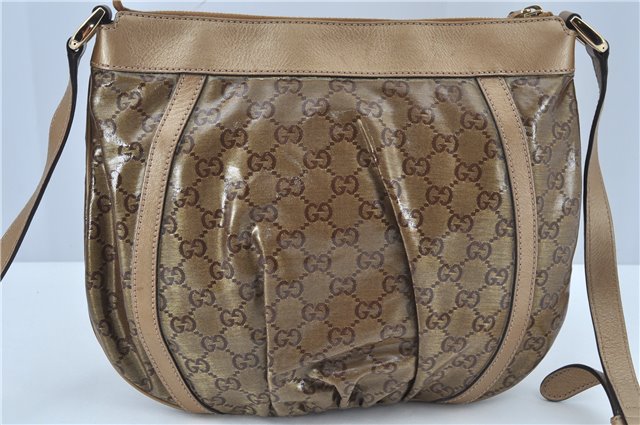 Auth GUCCI GG Crystal Abbey Shoulder Cross Body Bag Leather 203257 Brown J6875