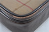 Authentic Burberrys Check Shoulder Cross Body Bag Canvas Leather Khaki J6883