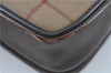 Authentic Burberrys Check Shoulder Cross Body Bag Canvas Leather Khaki J6883